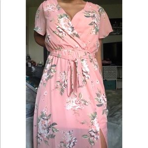 Coral Sundress With Floral Print